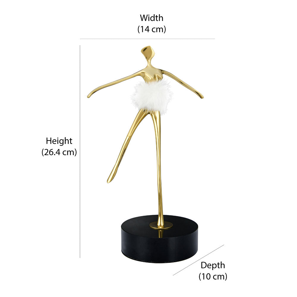 Ballerina Dancing Metal Showpiece- Gold