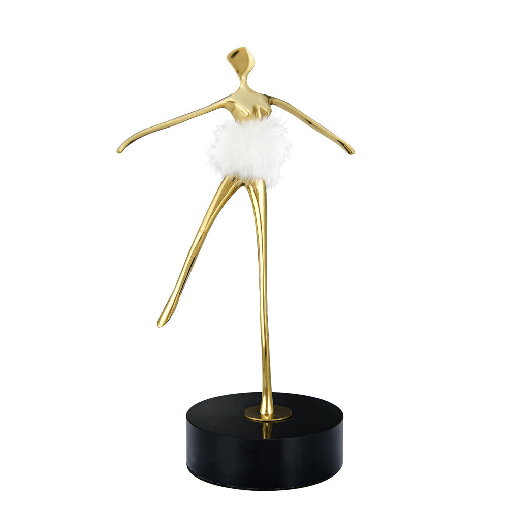 Ballerina Dancing Metal Showpiece- Gold