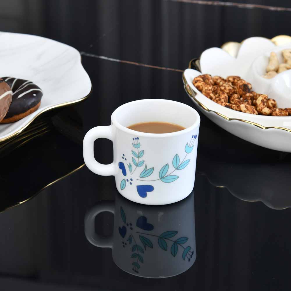 Nilkamal Arias by Lara Dutta Morning Glory Coffee Mugs Set of 6 (180 ml, White)