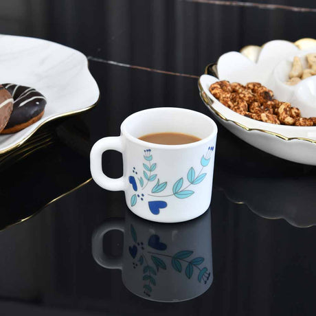 Nilkamal Arias by Lara Dutta Morning Glory Coffee Mugs Set of 6 (180 ml, White)