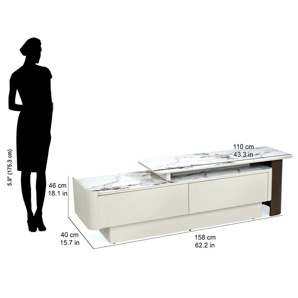 Glossa Low Height Unit (White & Grey)