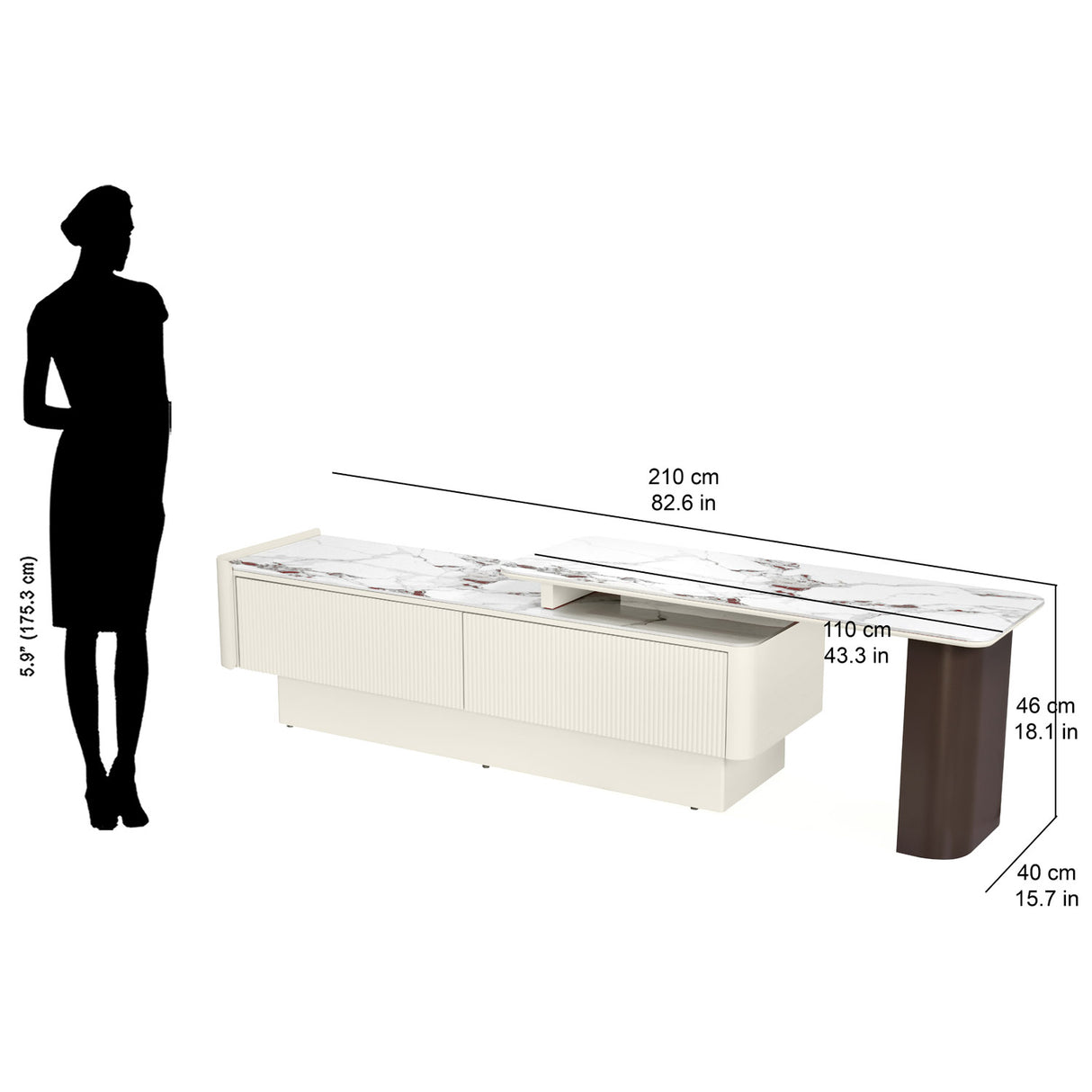 Glossa Low Height Unit (White & Grey)