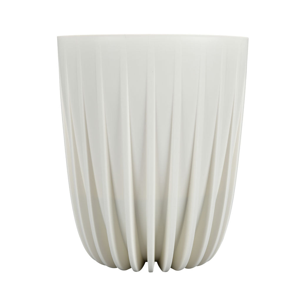 Semi Fluted Design Polypropylene Bucket Planter (Cream)
