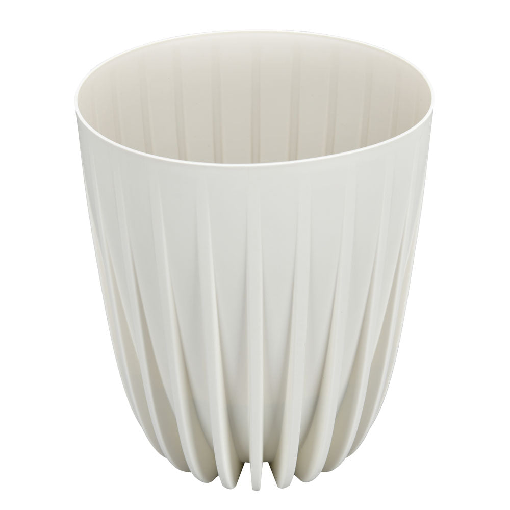 Semi Fluted Design Polypropylene Bucket Planter (Cream)