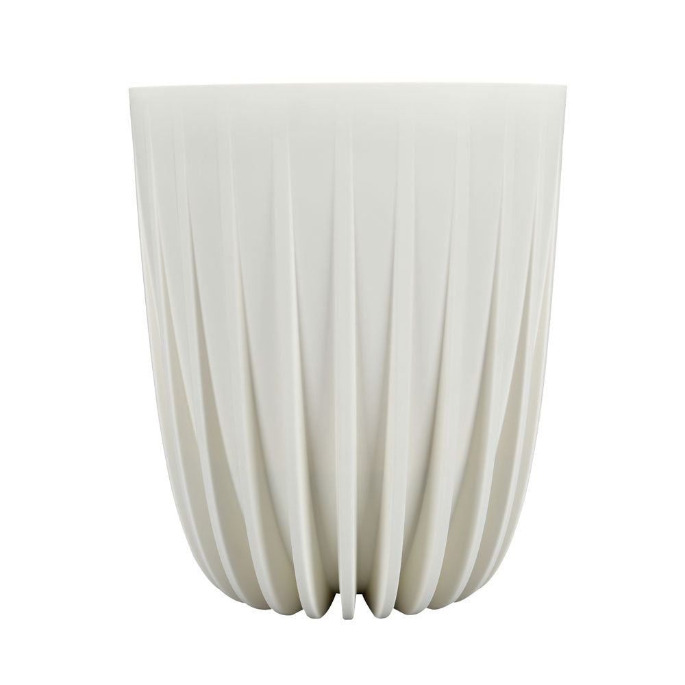Semi Fluted Design Polypropylene Bucket Planter (Cream)