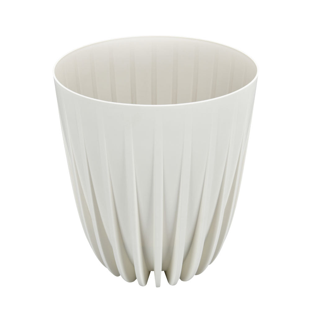 Semi Fluted Design Polypropylene Bucket Planter (Cream)