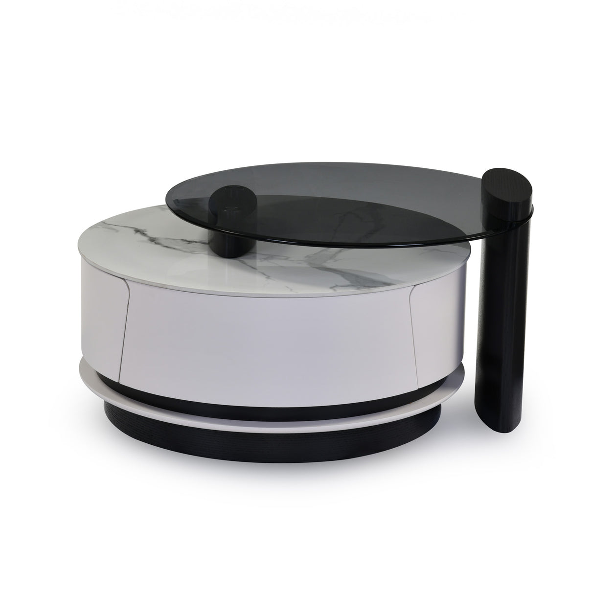 Kairos Ceramic and Glass Top Center Table (White & Dark Walnut)