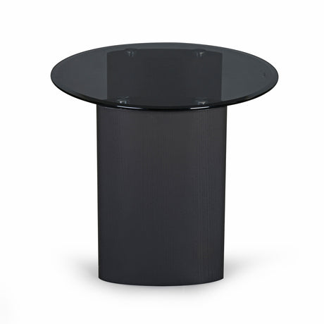 Kairos Glass Top Side Table (Dark Walnut)