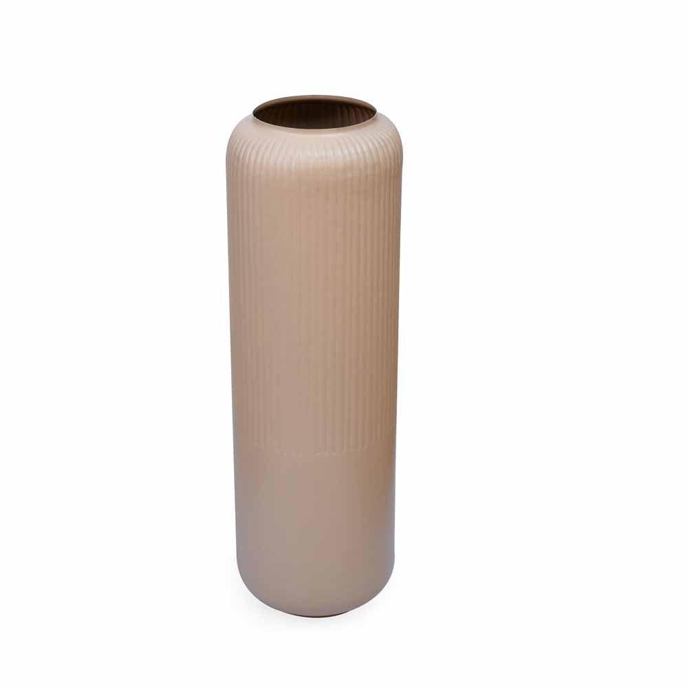 Decorative Metal Tumbler Floor Vase- Beige