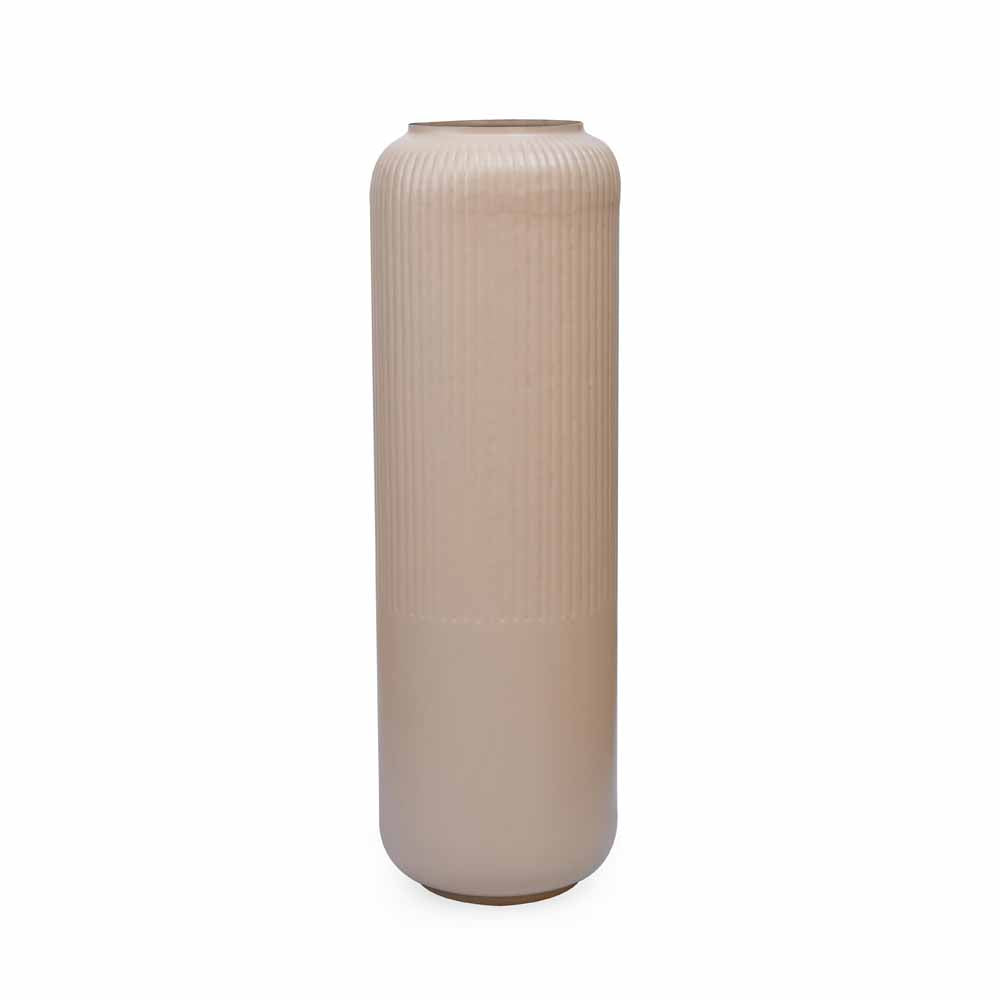 Decorative Metal Tumbler Floor Vase- Beige