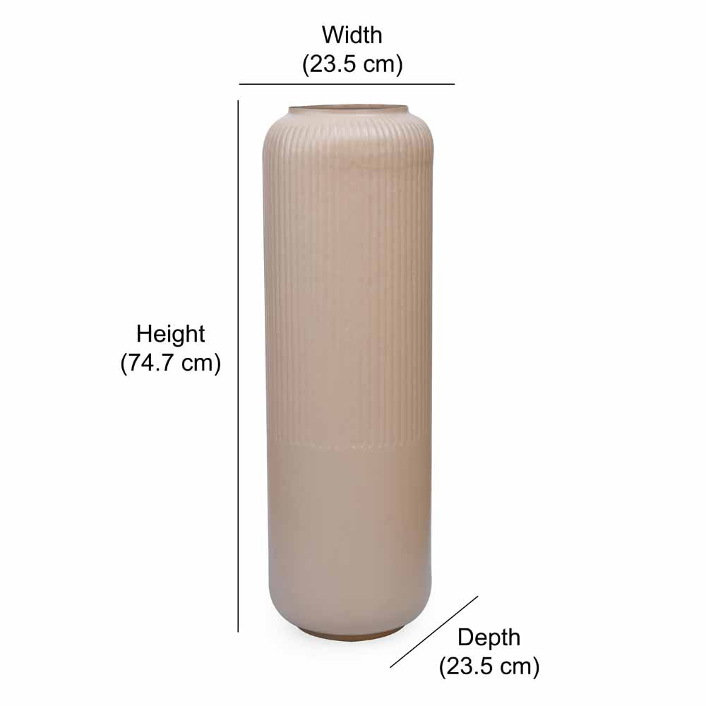 Decorative Metal Tumbler Floor Vase- Beige