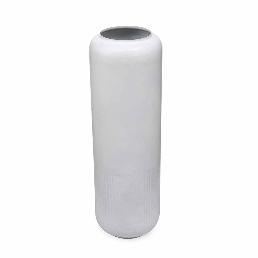 Decorative Metal Tumbler Floor Vase- White