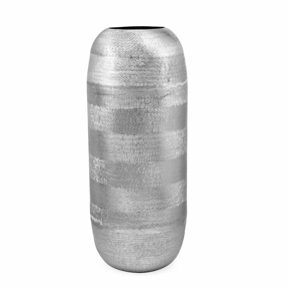 Decorative Metal Tumbler Floor Vase- Silver
