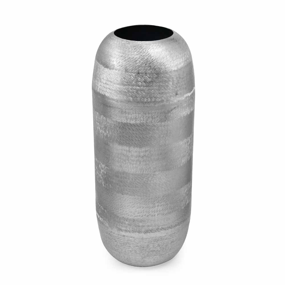 Decorative Metal Tumbler Floor Vase- Silver