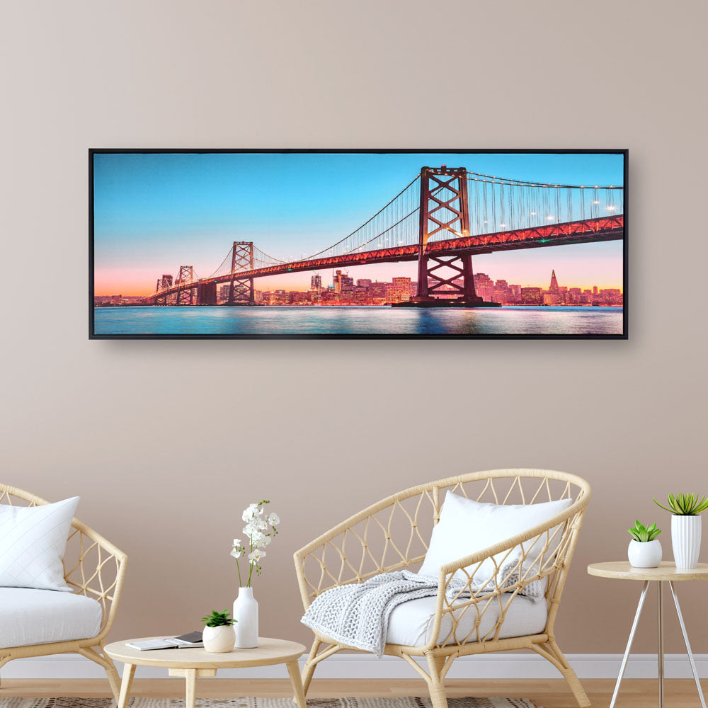 Nilkamal Golden Gate Bridge Canvas Wall Painting (Red & Blue)