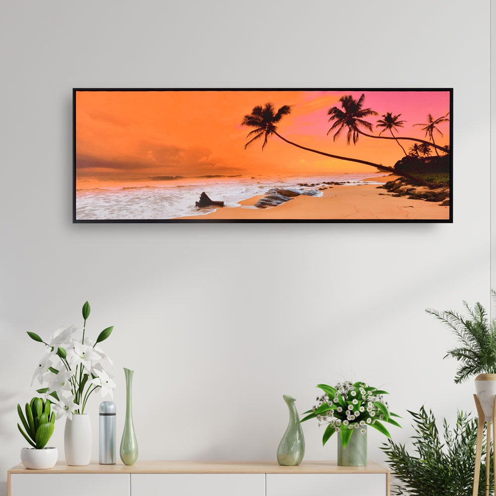 Nilkamal Trees Beach Canvas Wall Painting Orange