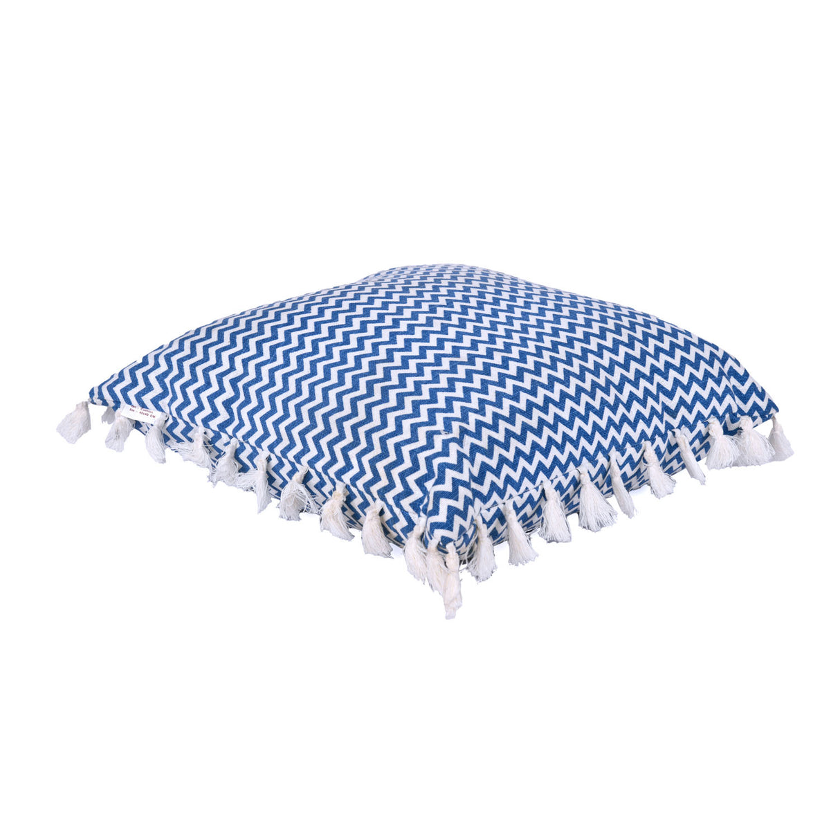 Abstract Cotton 16" x 16" Filled Cushion (Blue)