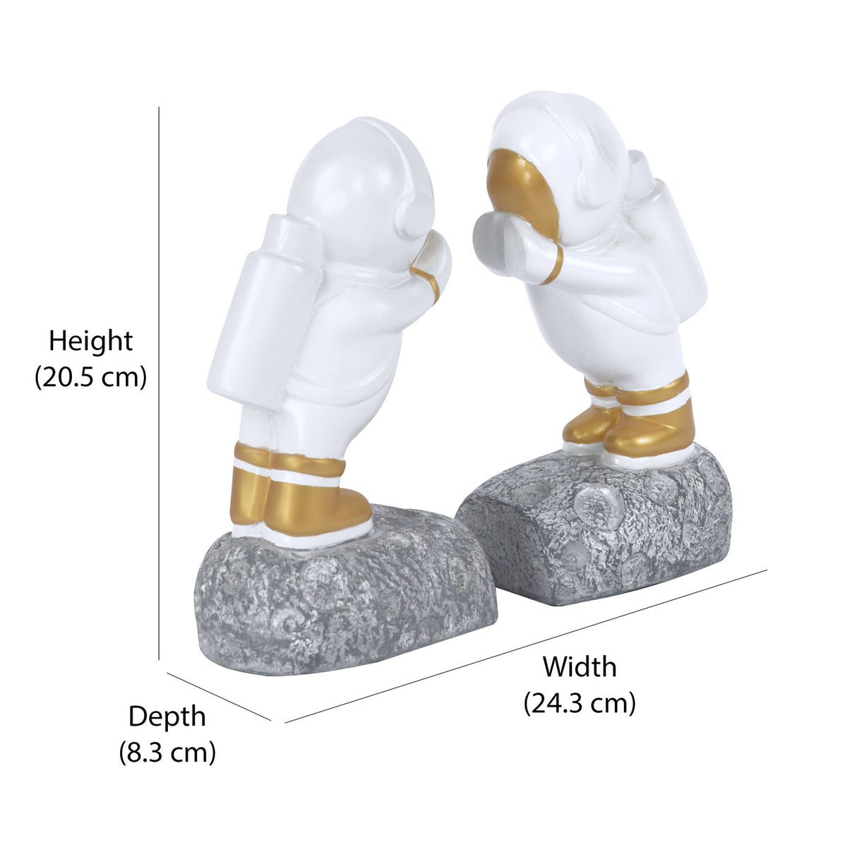 Astronauts Polyresin Bookends Set of 2 (White & Gold)