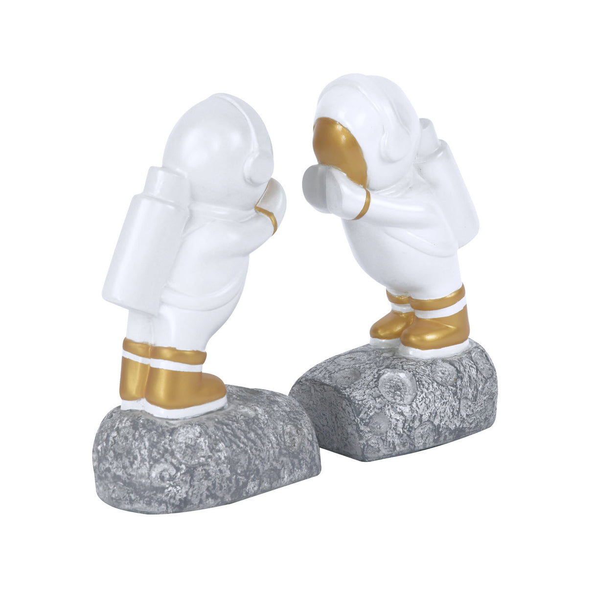 Astronauts Polyresin Bookends Set of 2 (White & Gold)