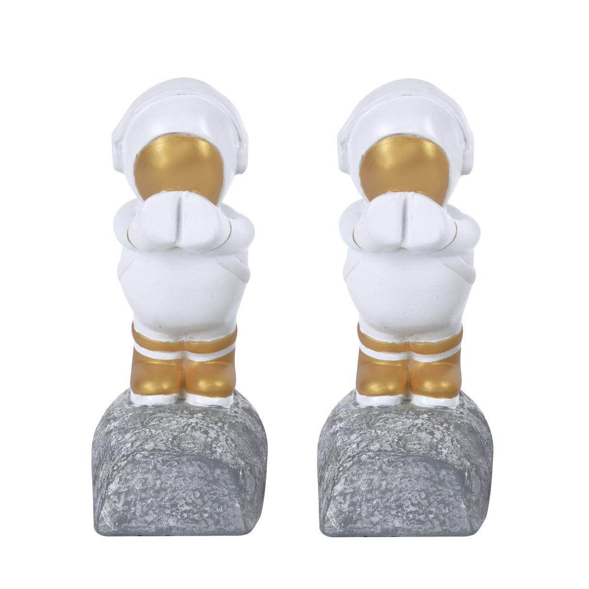 Astronauts Polyresin Bookends Set of 2 (White & Gold)