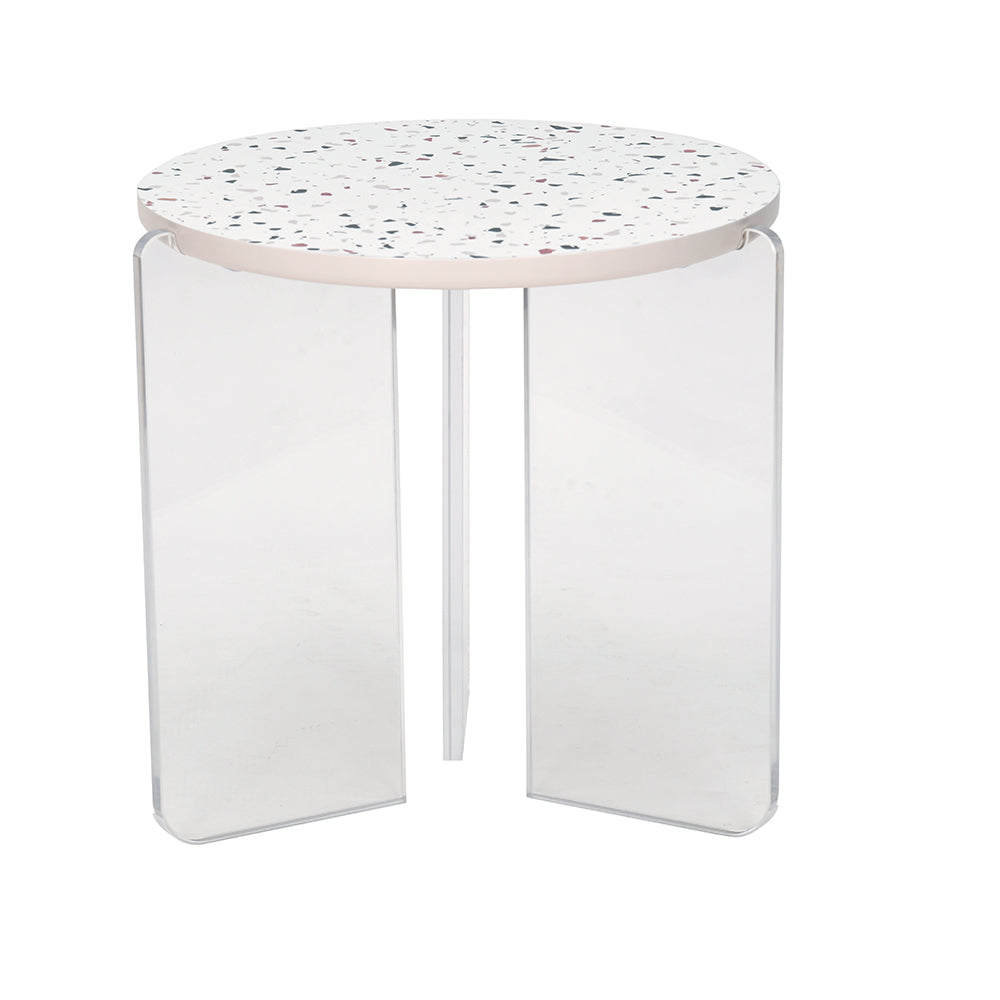Maisy Acrylic Base Side Table (Cream) 2