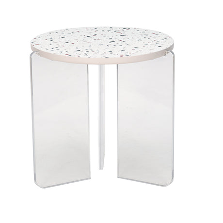 Maisy Acrylic Base Side Table (Cream) 2