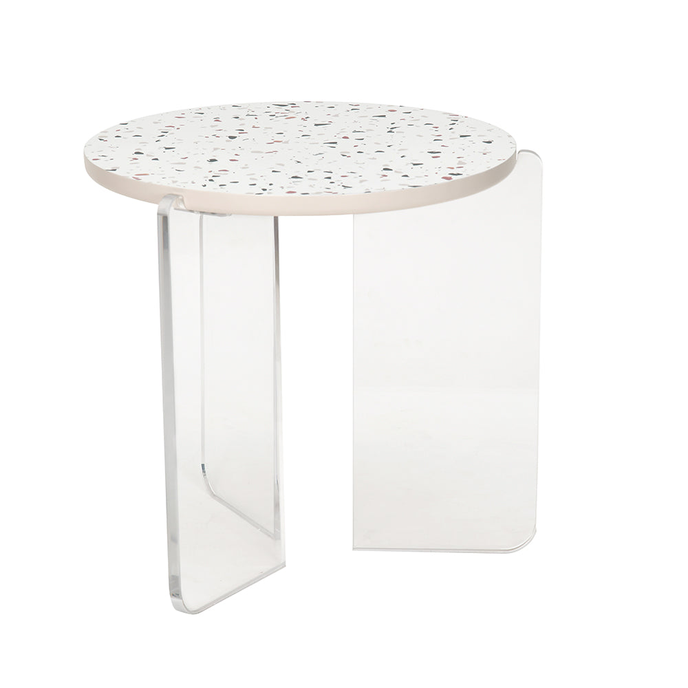 Maisy Acrylic Base Side Table (Cream)
