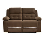 Derik 2 Seater Manual Fabric Recliner Sofa- Brown