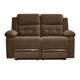 Derik 2 Seater Manual Fabric Recliner Sofa- Brown