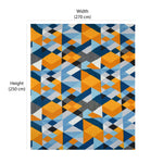 Geometric Microfiber Double Bedsheet with 2 Pillow Covers (Orange & Blue)