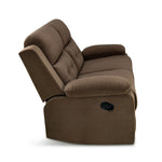 Derik 2 Seater Manual Fabric Recliner Sofa- Brown