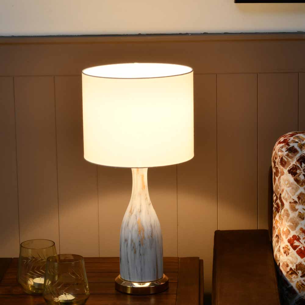 Nilkamal Marbela Fabric Shade Metal Conical Base Table Lamp White