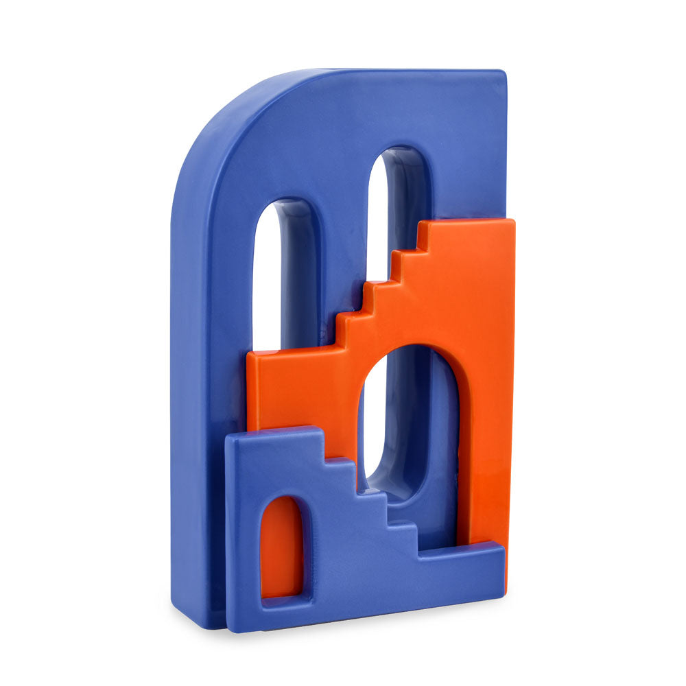 Decorative Arch Stairs Design Dolomite Vase (Blue & Orange)