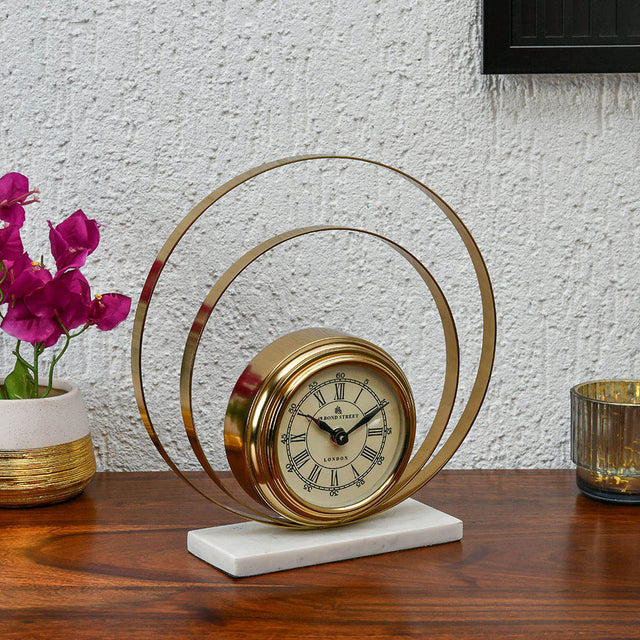 Nilkamal Dual Round Table Clock (Gold)