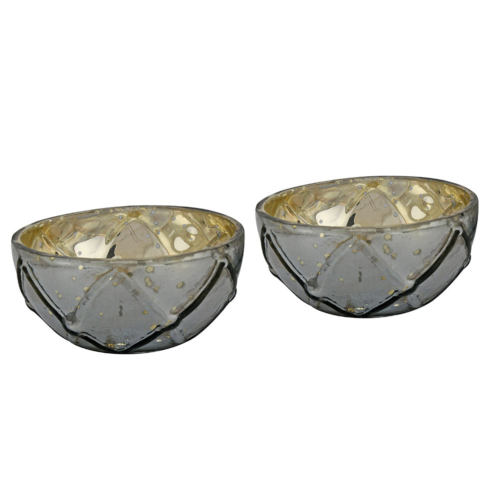 Decorative Votive Candle Holder Set of 2- Grey