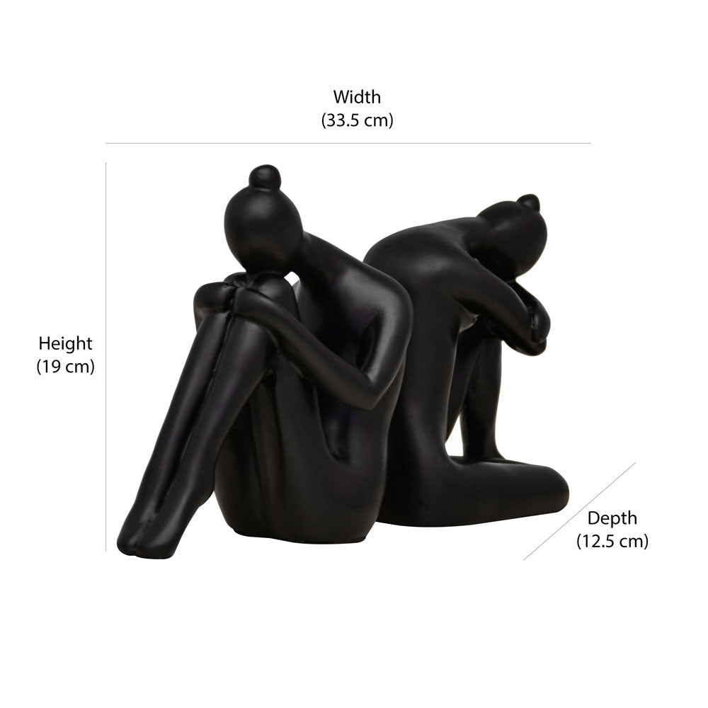 Head Down Women Polyresin Bookend Set of 2 (Black)