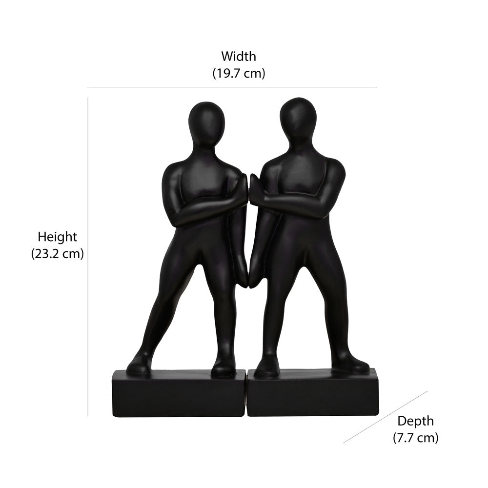 Muscular Men Polyresin Bookend Set of 2 (Black)