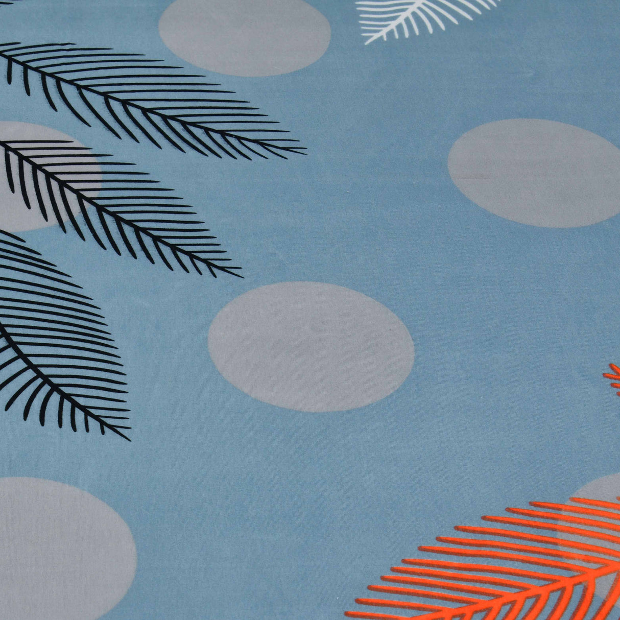 Ammara Leaf Design Polyester Single Bedsheet with 1 Pillow Cover- Blue & Grey