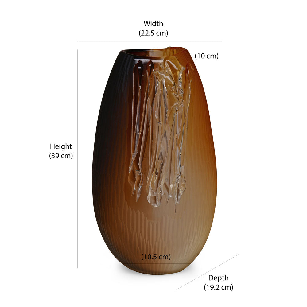 Dual Shade Textured Vase Large- Brown and Amber