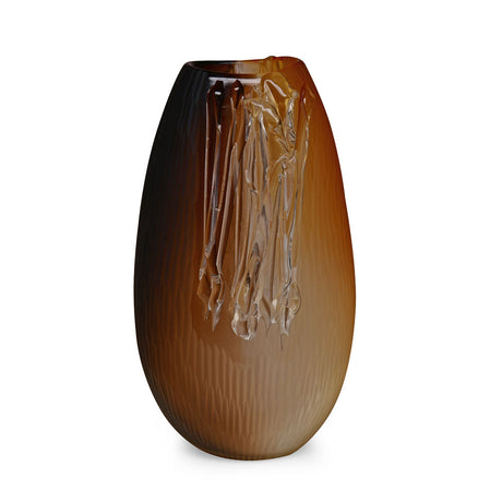 Dual Shade Textured Vase Large- Brown and Amber