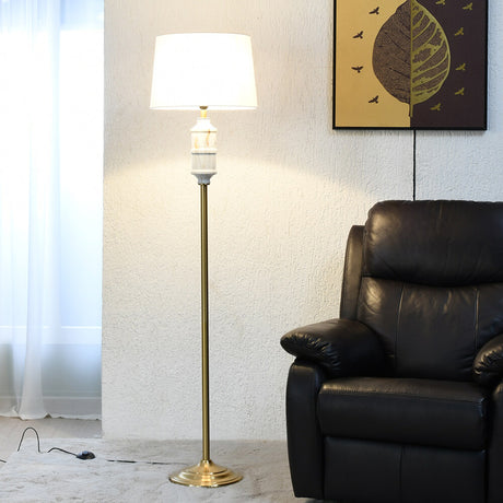 Nilkamal Marbela Fabric Shade Metal Base Floor Lamp 158 Cm White Gold