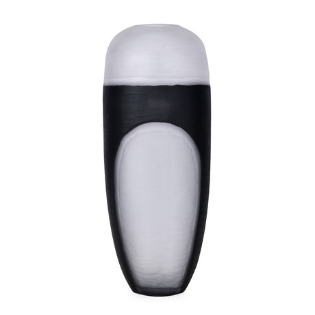 Decorative Round Top Vase Large- Black and Transparent