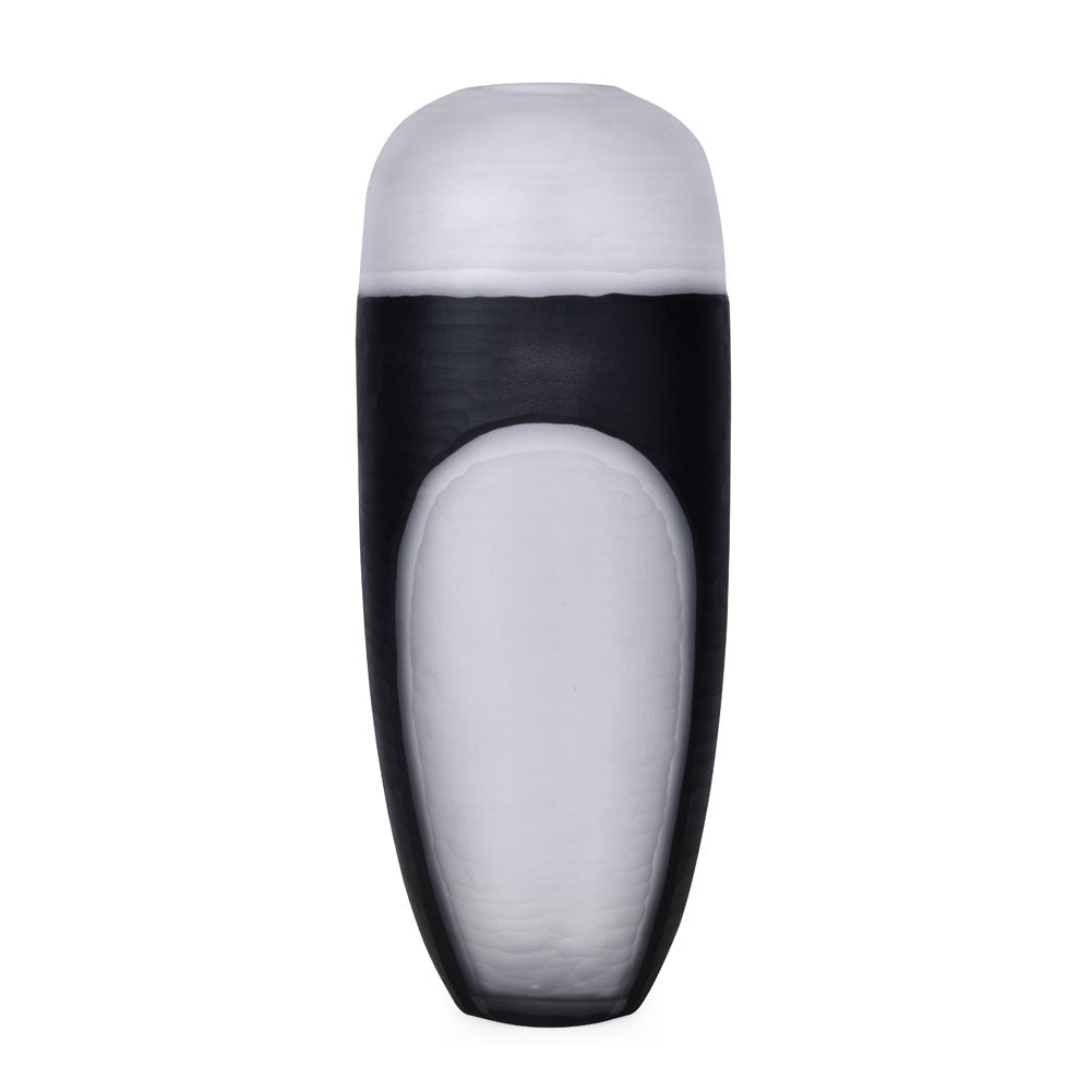 Decorative Round Top Vase Large- Black and Transparent