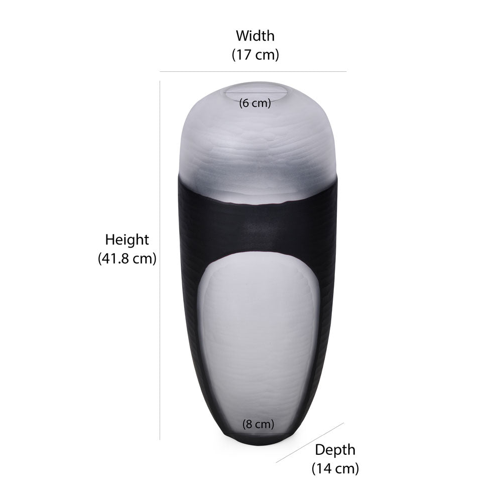 Decorative Round Top Vase Large- Black and Transparent