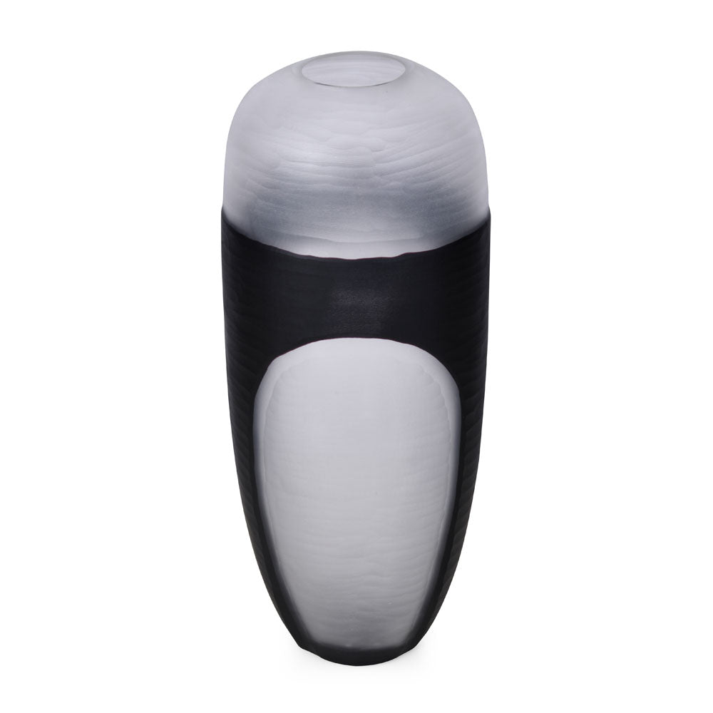 Decorative Round Top Vase Large- Black and Transparent