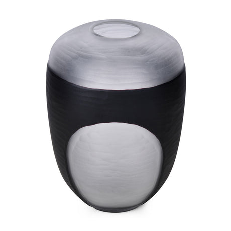 Decorative Round Top Vase Small- Black and Transparent