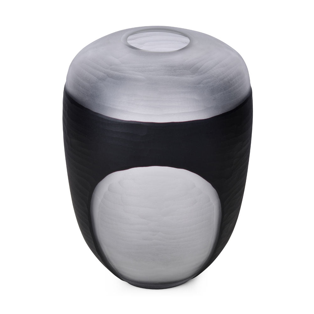 Decorative Round Top Vase Small- Black and Transparent