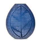 Decorative Leaf Etched Glass Vase Small- Blue