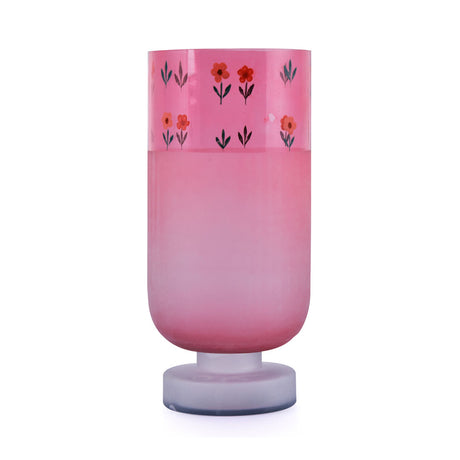 Hand-painted Floral Frost Small Glass Vase- Pink