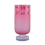 Hand-painted Floral Frost Small Glass Vase- Pink